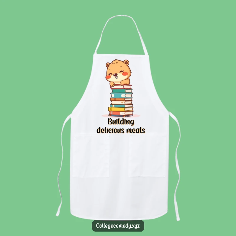 Funny Beaver Chef Apron: Durable, Humorous Kitchen Wear, Perfect Gift for Foodie Readers