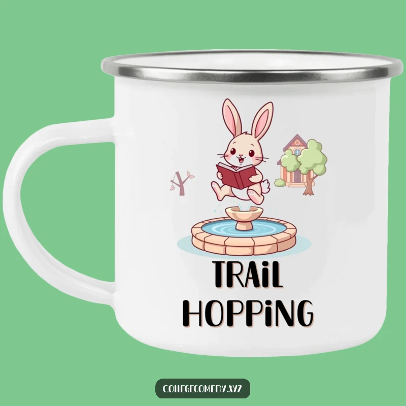 Funny Bunny Campus Camping Mug: Durable Leaping Bunny, Outdoorsy Funny Gift