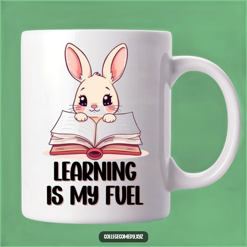 Funny Rabbit Textbook Mug: Curious Learner Gift for Students and Educators