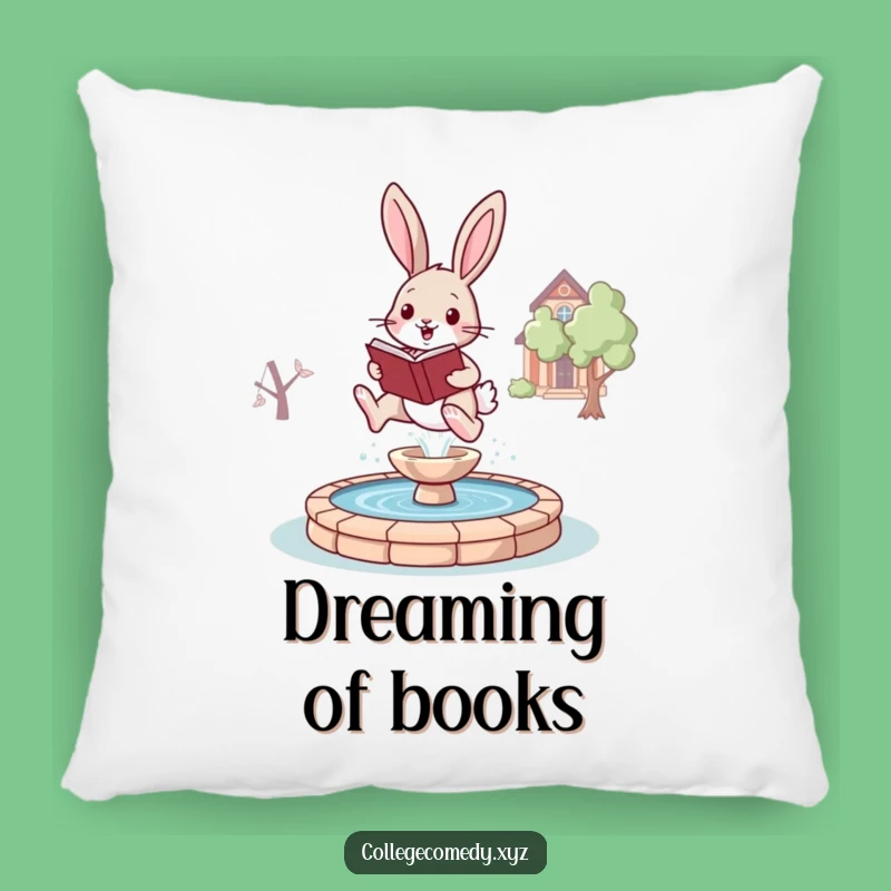 Funny Bunny Campus Pillow: Soft Leaping Bunny Cushion, Adorable Funny Gift Decor