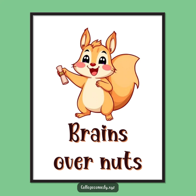 Funny Squirrel Graduation Digital Art: Instant Humorous Decor, Perfect Printable Gift for Grads