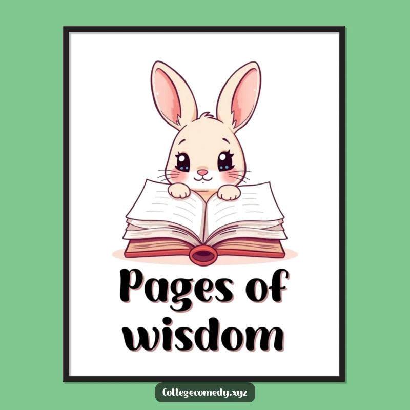 Funny Rabbit Textbook Digital Art: Instant Humorous Decor, Perfect Printable Gift