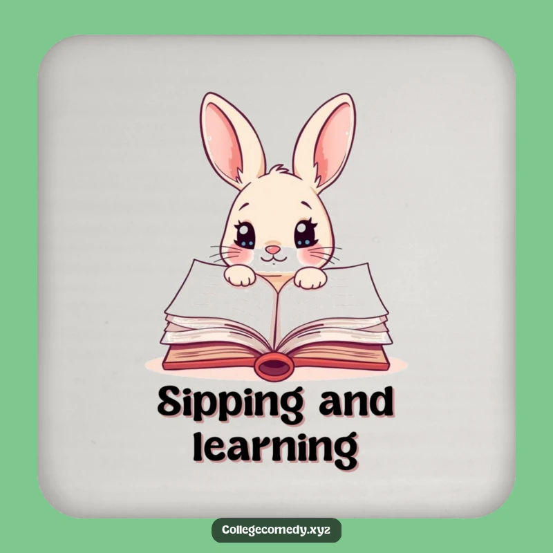 Funny Rabbit Textbook Coaster: Protect Surfaces, Humorous Decor, Perfect Gift for Students