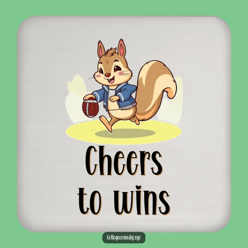 Funny Squirrel Football Coaster Set: Protect Surfaces with Kicking Squirrel Fun, Funny Gift