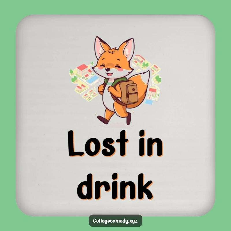 Funny Campus Fox Coaster Set: Protect Surfaces with Map Fox Fun, Funny Gift