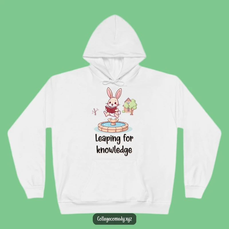 Funny Bunny Campus Hoodie: Cozy Leaping Bunny, Ultimate Funny Gift Sweatshirt